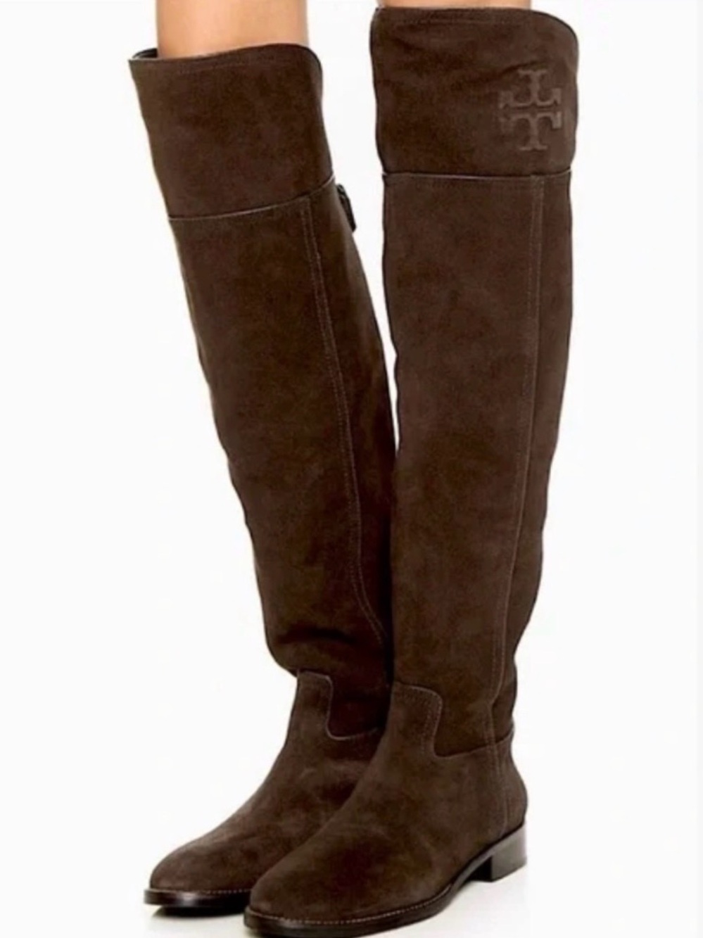 TORY BURCH Simone Dark Brown Suede Over-the-Knee Boots